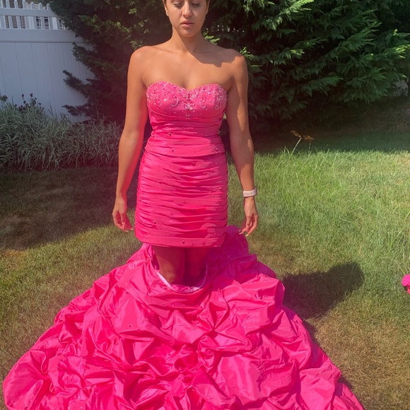Rhinestone Pink Ball Gown/ Quinceanera/ Sweet 16 Dress with Removable Skirt - Picture 9 of 13